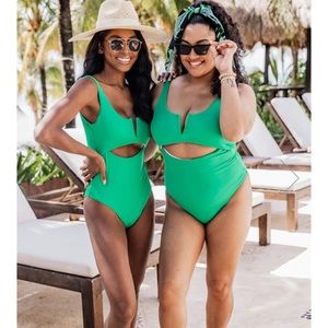 Pink Lily green one piece swim suit size medium